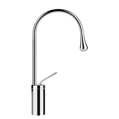 GOCCIA - Medium version basin mixer, short spout, flexible hoses, without waste. Fixed spout. - 33805图像