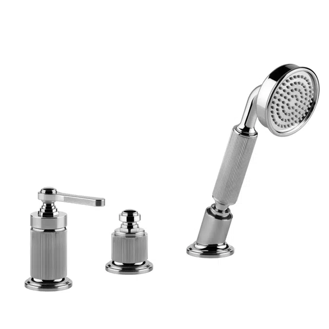 20VENTI - Mélangeur bain-douche trois trous sur plan avec inverseur, bec, flexibles 1,50m et douchette extractible anticalcaire - 65043