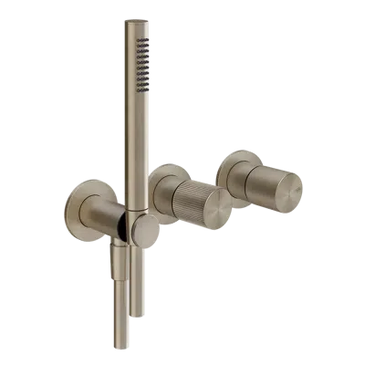 Image for 70538 HABITO-External parts wall-mounted two-way shower mixer with diverter, water outlet, hand shower hook and hand shower. RIGATO - 70538