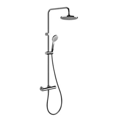 kuva kohteelle EMPORIO-Wall-mounted thermostatic mixer with showerhead, automatic bath/shower diverter, flexible hose, sliding rail and antilimestone handshower - 35141