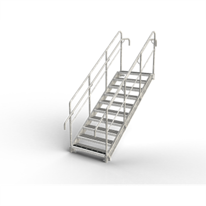 BIM objects - Free download! Straight flight staircase, level tread ...