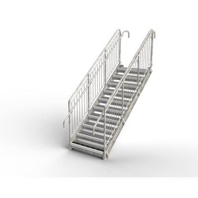 Image for Straight flight staircase, railing, round bar