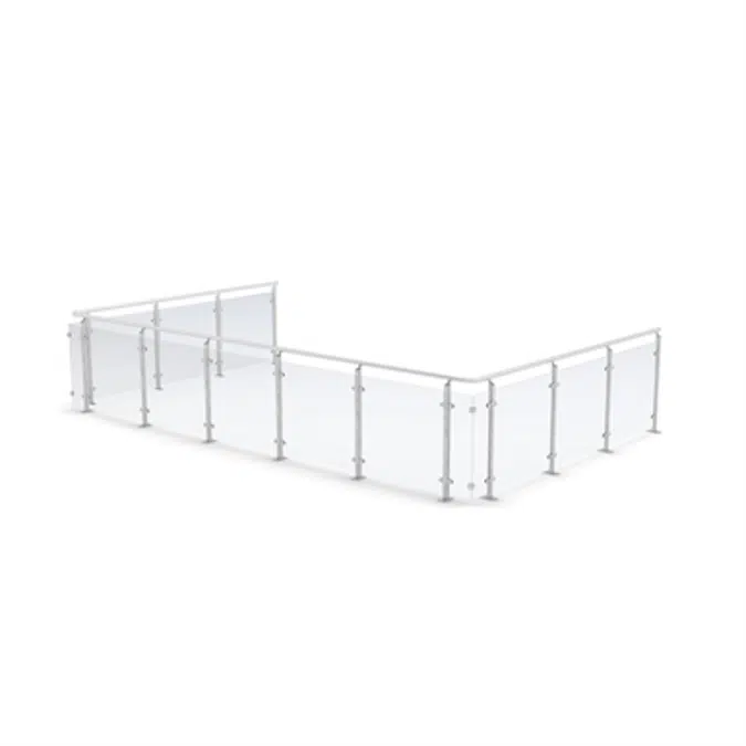 Sectional Railing Glass Top mounted