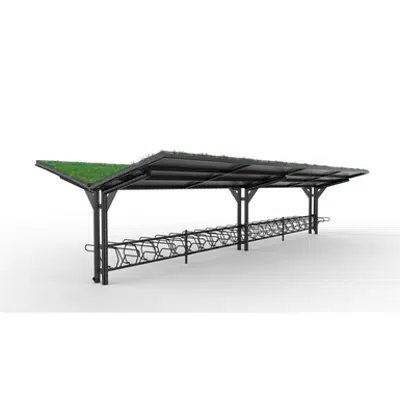 Image for YPSILON Cycle Shelter 10,5m 40 bicycles -Sedum roof