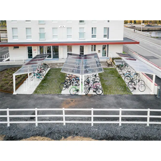 LIGHT Bicycle shelter double sided 4m 16 bicycles