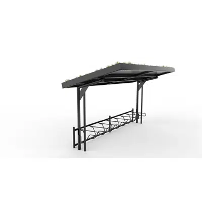 Imagem para KAPPA Cycle Shelter 10,5m 20 bicycles -Sedum roof}