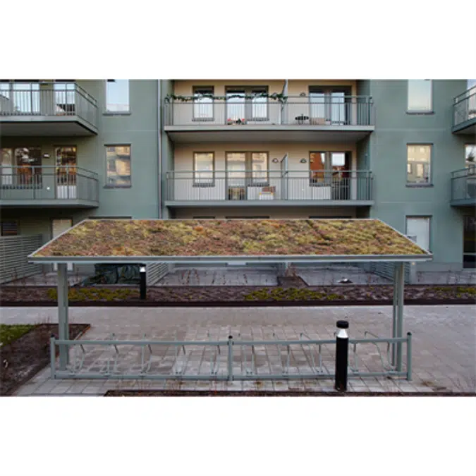 KAPPA Cycle Shelter 10,5m 20 bicycles -Sedum roof