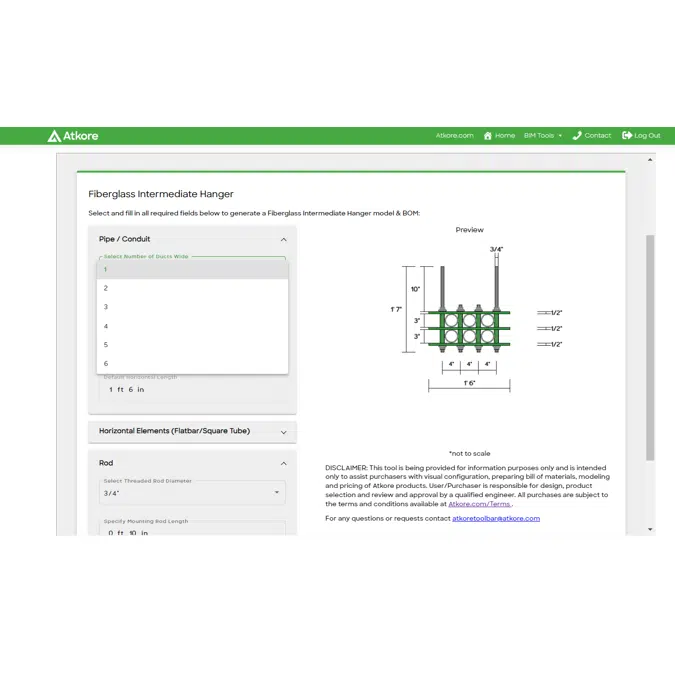 Atkore Fiberglass Intermediate Hanger Configurator