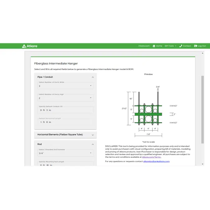 Atkore Fiberglass Intermediate Hanger Configurator