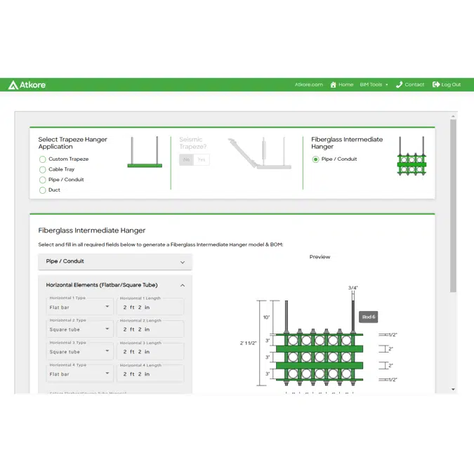 Atkore Fiberglass Intermediate Hanger Configurator