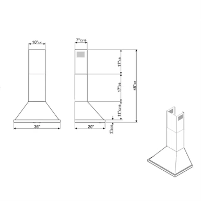 Smeg Portofino KPF36URD 36in Chimney Hood