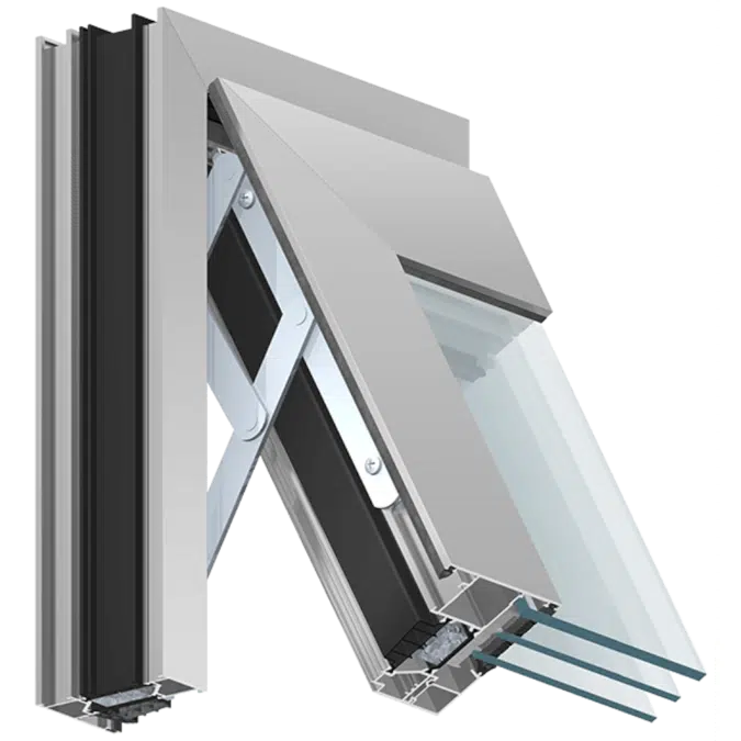 MB-86 Casement Window Corner 2-sash Top-hung - Fixed