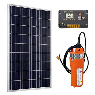 Eco-Worthy 100W Solar Panel with Submersible Pump Kit Deep Well Water System için görüntü