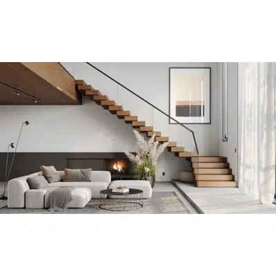 Viewrail FLIGHT Stack Floating Stairs, 90° Turn图像