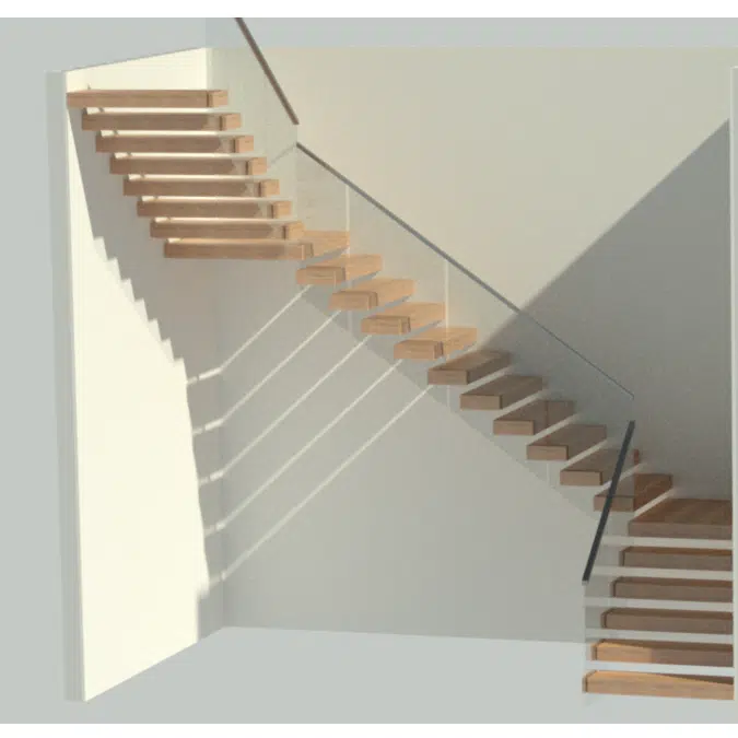 Viewrail FLIGHT Cantilever Floating Stairs, U-Turn