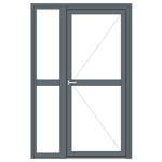 porte vitrée coupe-feu aluminium - 1 vantail avec latéral manchonné