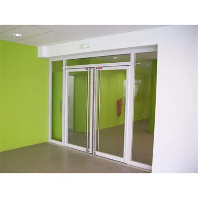 Steel double fire door - double action with transom and sidelight