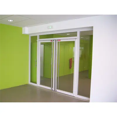 steel double fire door - double action with transom and sidelight