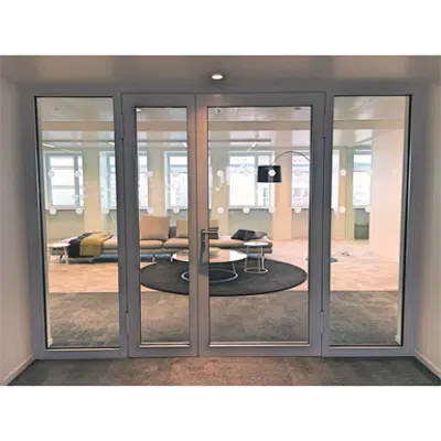 Image pour Porte vitrée coupe-feu aluminium - 2 vantaux avec latéral manchonné
