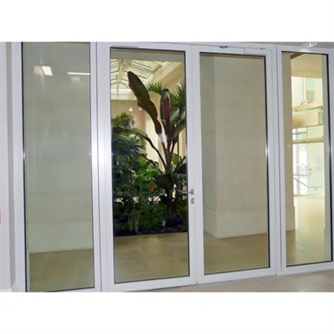 Aluminium double fire door - with sidelight