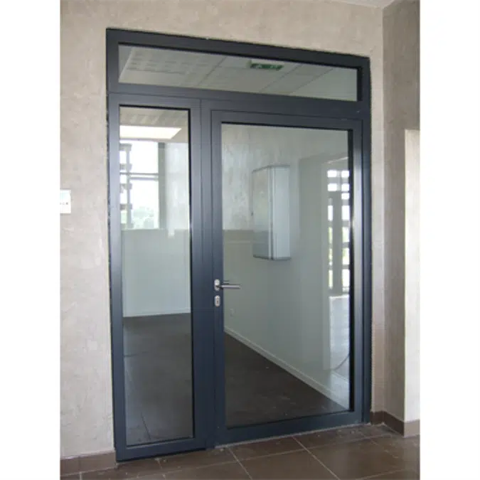 Aluminium double fire door - with transom and sidelight