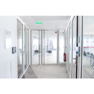 aluminium double fire door - with transom and sidelight