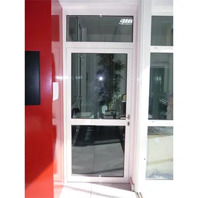 Aluminium single fire door - with transom and sidelight图像