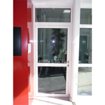 porte vitrée coupe-feu aluminium - 1 vantail avec imposte et dos à dos