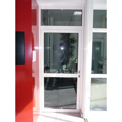 Image pour Porte vitrée coupe-feu aluminium - 1 vantail avec imposte et dos à dos
