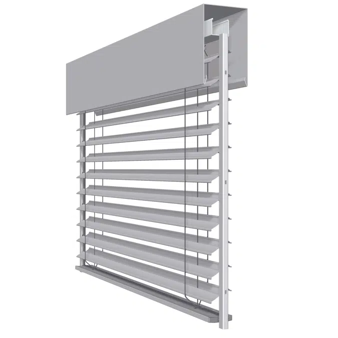 Basic external venetian blinds with rail guidance