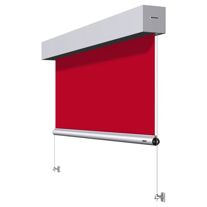 Front-mounted awning with cable guidance
