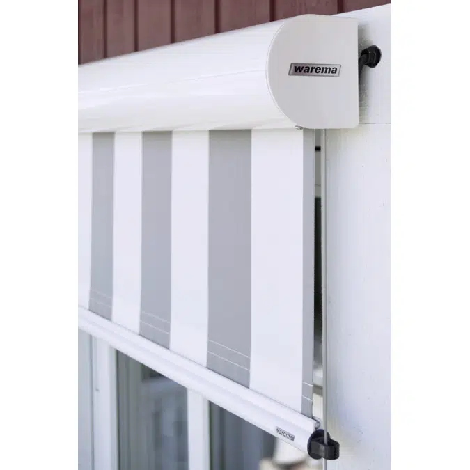 Front-mounted awning with cable guidance