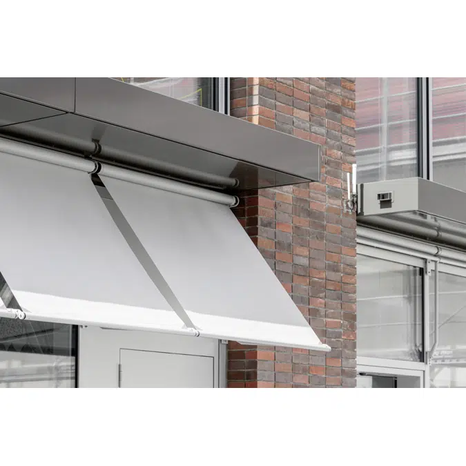 Basic shaft awning with drop arm