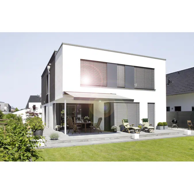 Top-mounted external venetian blind for new buildings NA-RA with rail guidance