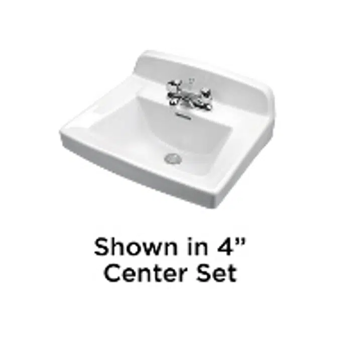 Monticello and Monticello II Wall Hung Lavatory,  20 1/4" Width x 18 1/2" Depth x 13" Height, 4" or 8" Centers