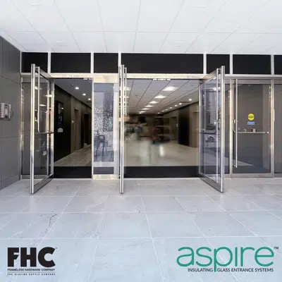 Imagem para FHC Aspire Glass Entrance Door 4" Top 4" Bottom Door Rail w/Panic Handle}