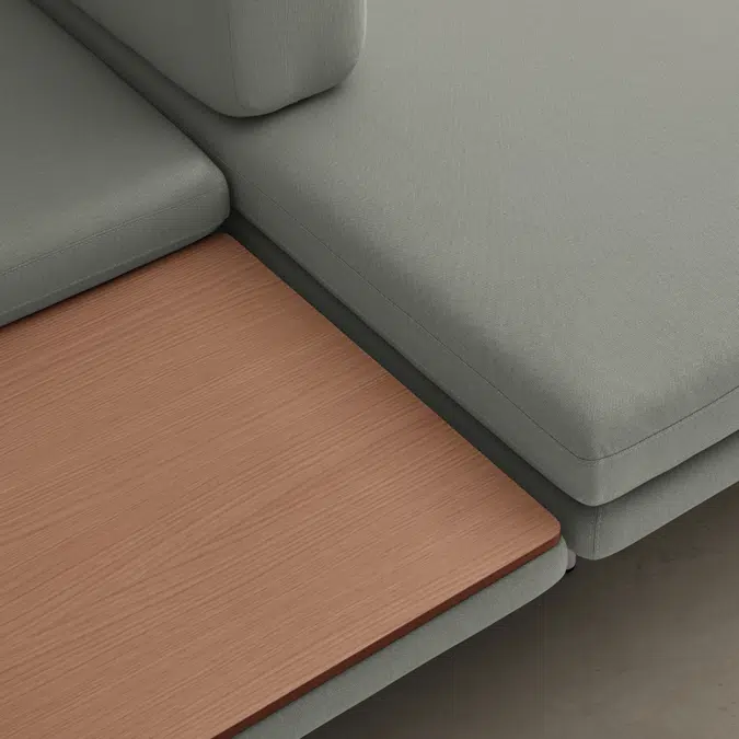 Track modular upholstered soft seating