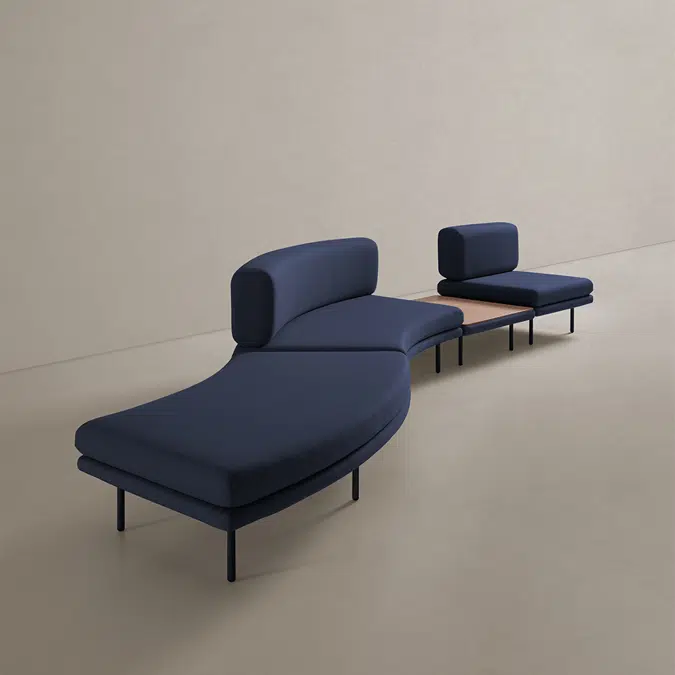 Track modular upholstered soft seating