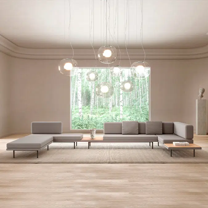 Track modular upholstered soft seating