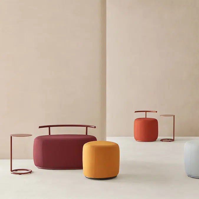 Tibo upholstered poufs and side tables