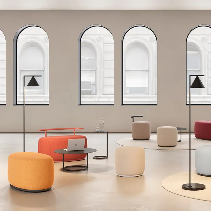 Tibo upholstered poufs and side tables