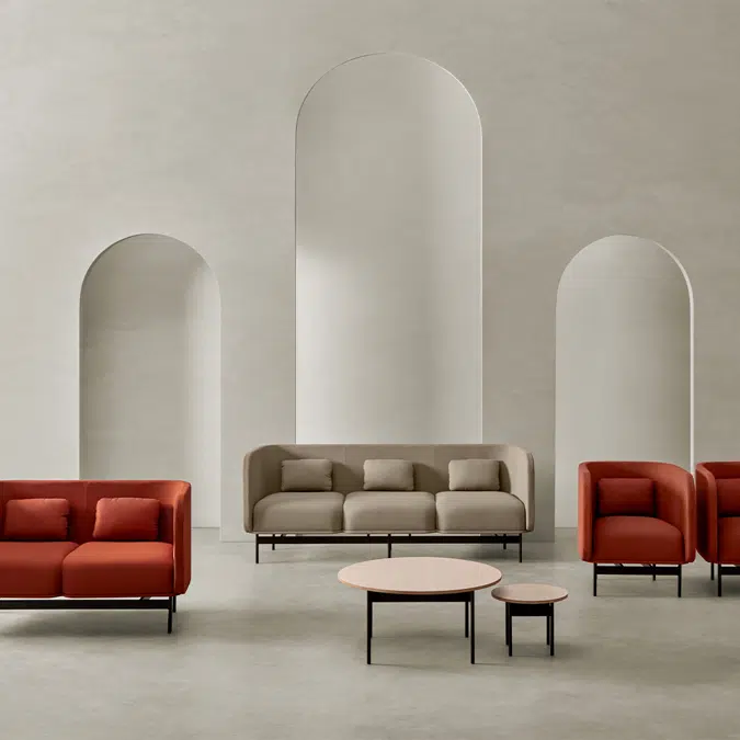 Split upholstered sofas