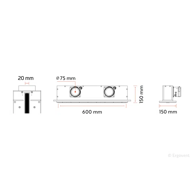 LINEO 600 PROFILE 75mm 1 slot diffuser