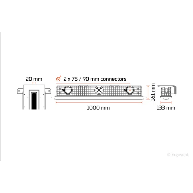 LINEO PRO SINGLE 75 mm 1 slot diffuser