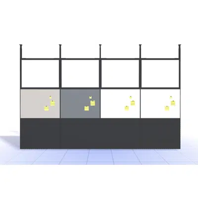 4T - H2700 - W1200 - Ceiling Mounted Wall Unit X4 with Pinboard图像