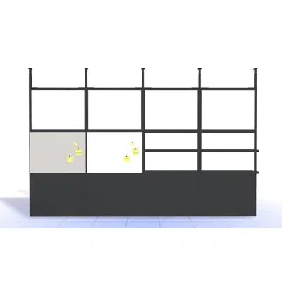 4T - H2700 - W1200 - Ceiling Mounted Wall Unit X4 with Pinboard and Shelves图像