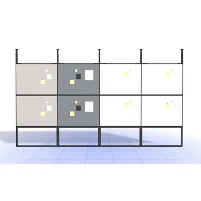 4T - H2400 - W1200 - Ceiling Mounted Wall Unit X4 with Pinboard and Whiteboard图像