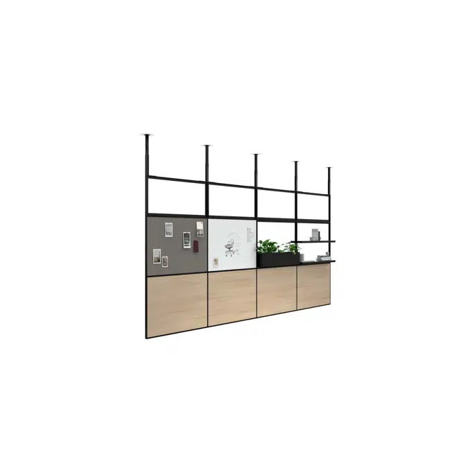 4T - H2400 - W1200 - Ceiling Mounted Wall Unit X4 with Shelves