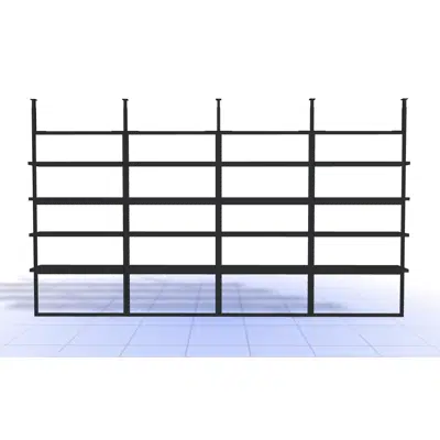 afbeelding voor 4T - H2400 - W1200 - Ceiling Mounted Wall Unit X4 with Shelves