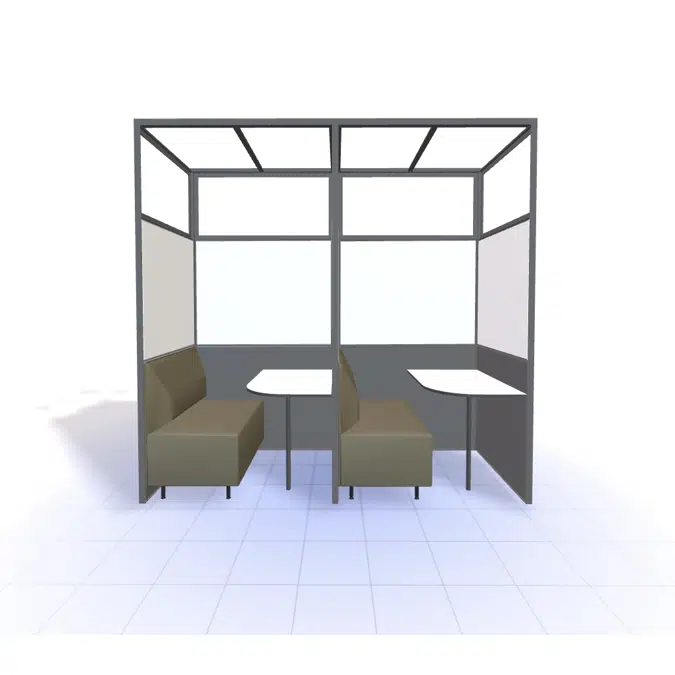4T - H2400 - Single W900 Bank Booth, Freestanding X2